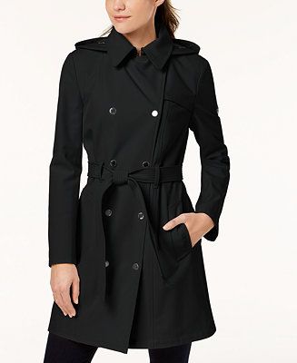 Calvin Klein Petite Double Breasted Belted Trench Coat, Created for Macy's & Reviews - Coats - Wo... | Macys (US)