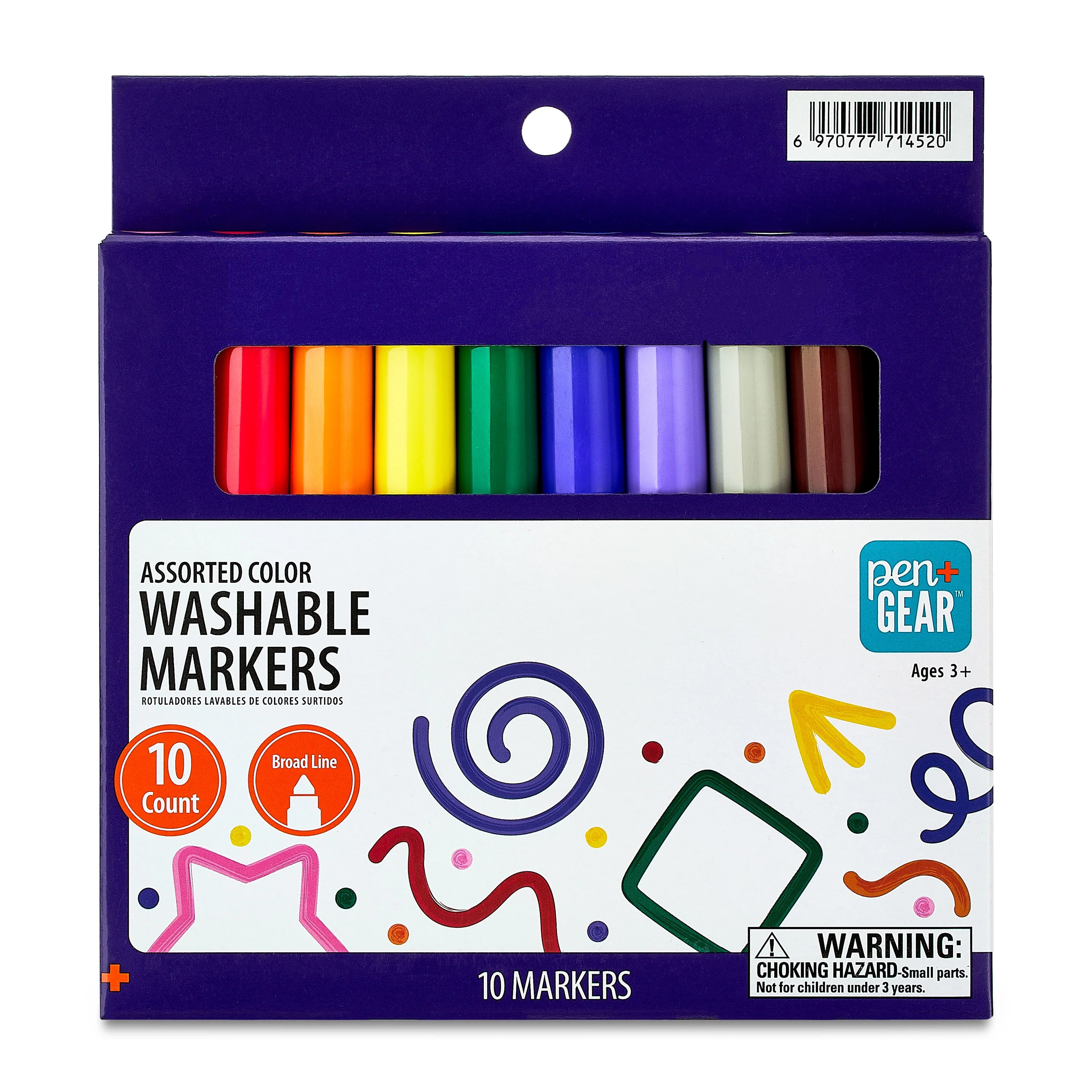 Pen+Gear Washable Markers, Broad Tip, Assorted Colors, 10 Count | Walmart (US)