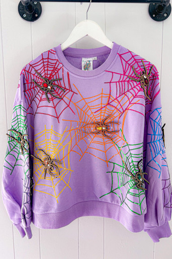 Queen of Sparkles Lavender Spider Sweatshirt | Material Girls