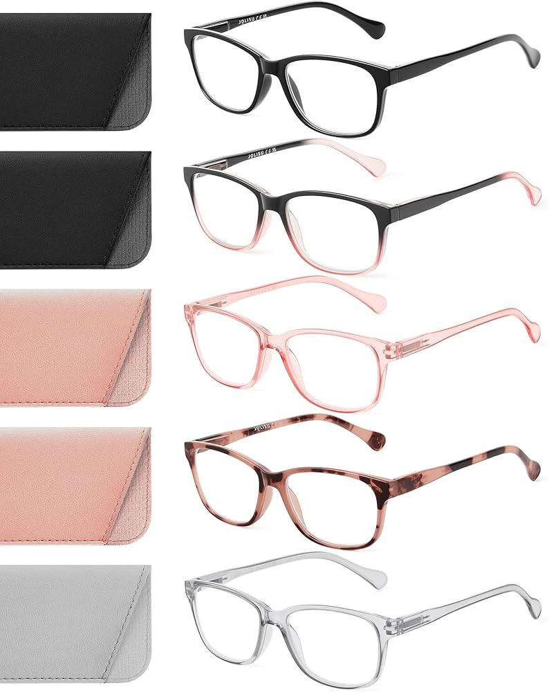 5 Pack Reading Glasses for Women/Men - Fashion Blue Light Readers Computer Eyeglasses W/Spring Hi... | Amazon (US)