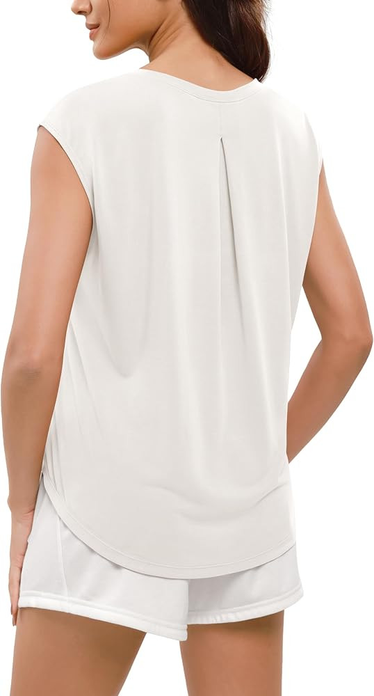 ODODOS Modal Soft Sleeveless Shirts for Women Crew Neck Yoga Tee Summer Flowy Workout Tank Tops | Amazon (US)