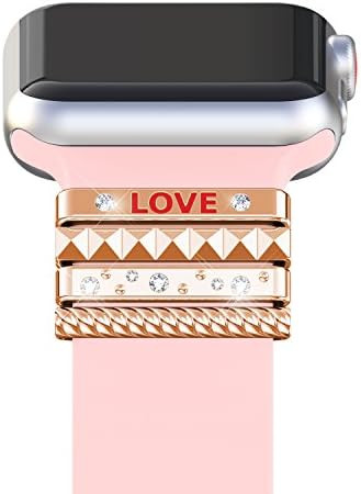 GELISHI 4pcs Sparkles Loops Compatible with Apple Watch Bands Series 6/5/4/3/2/1, Decorative Rings L | Amazon (US)