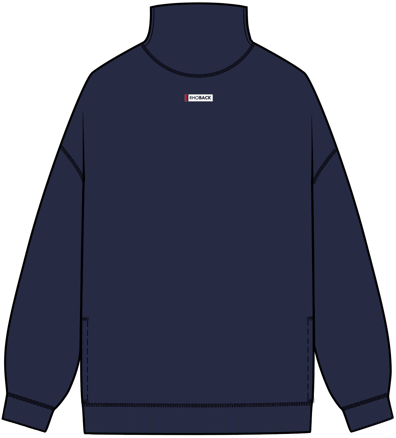 Bedford Oversized Mockneck - Solid - Fleet Navy | Rhoback | RHOBACK