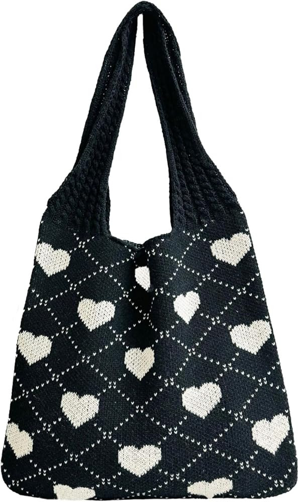 YISHATIER Women's Crochet Tote Bags Boho Tote Bags Heart-shaped Beach Handbags Knit Vacation Aest... | Amazon (US)