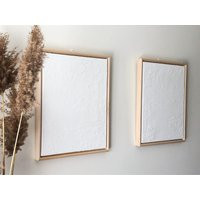 White Textured Art Canvas, Two Framed Plaster Art Modern, Scandinavian Minimalist Decor, Neutral Mod | Etsy (US)