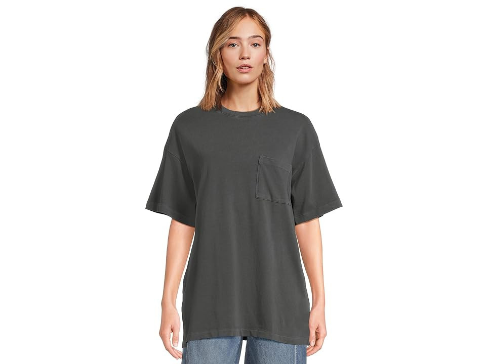 Madewell Garment-Dyed Oversized Pocket T-Shirts Women's Clothing Black Coal : 2XL (Women's 18), Cotton/Jersey | Zappos