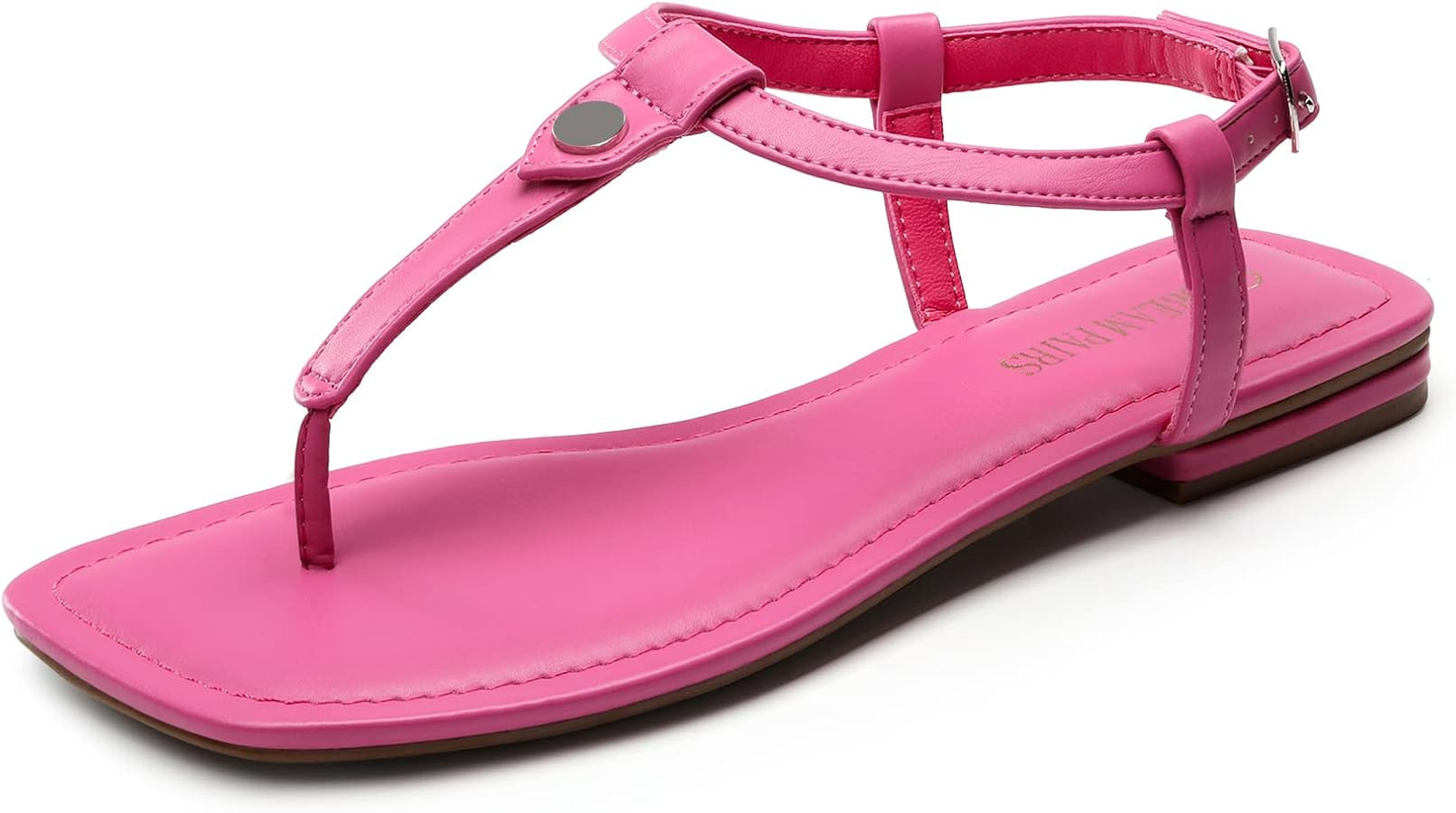 DREAM PAIRS Women's T-Strap Thong Flat Sandals with Cute Square Toe Strappy for Summer | Amazon (US)