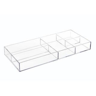 Clarity Vanity Organizer Divided Tray - 16"" x 7"" x 2"" in Clear | The Home Depot