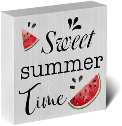 Country Summer Artwork Wood Box Sign Rustic Farmhouse Style Watermelon Wood Block Plaque 5 X 5 In... | Amazon (US)