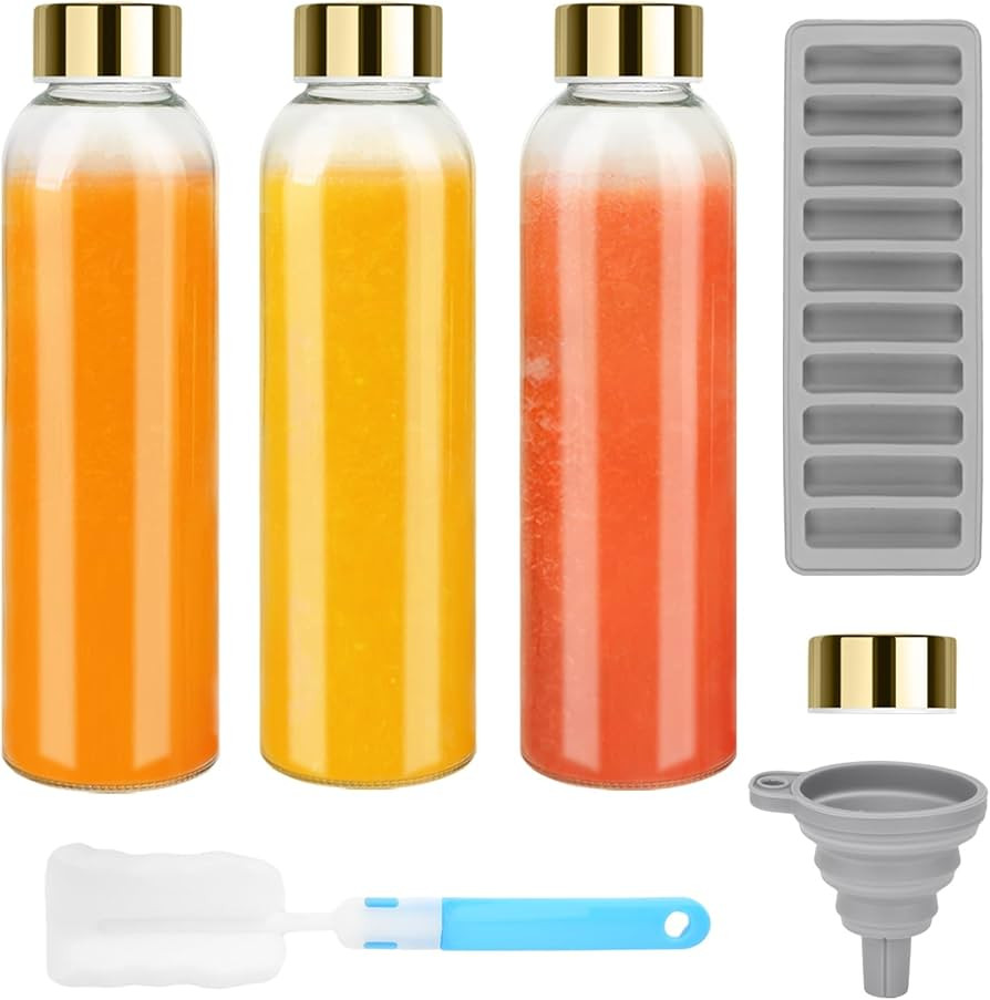 Zukro Glass Juice Bottles with Lids for Juicing 18 oz, Reusable Clear Glass Water Bottles with St... | Amazon (US)