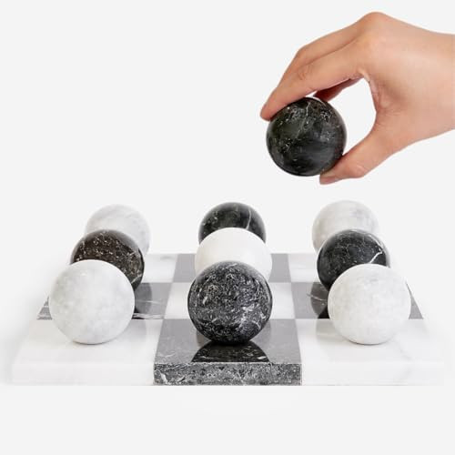 Marble Tic Tac Toe Set | Decorative Tic Tac Toe Game Set | Coffee Table Decor - Coffee Table Game - Tabletop Game - Room Decor - Modern Home Decor - Bookshelf Decor (Black and White Marble) | Amazon (US)