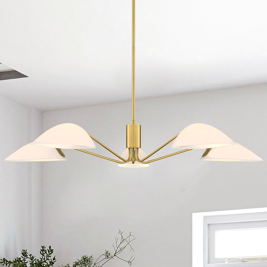 MEXO Modern Glass Chandeliers, Sputnik Chandelier Gold Pendant Lighting Fixture Glass Shade Ceili... | Amazon (US)