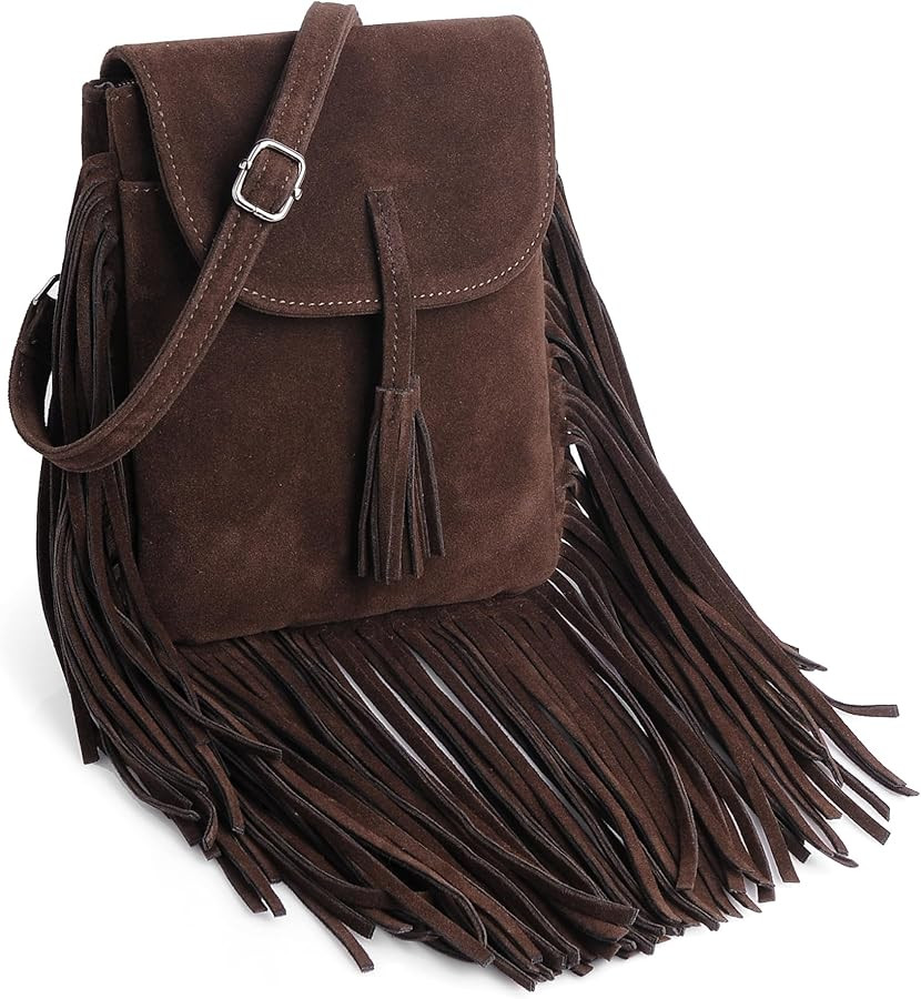 Dora & Liz Fringe Small Crossbody Bags for Women Trendy Designer Cell Phone Bag Suede Tassel Wall... | Amazon (US)