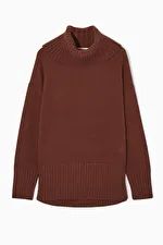 OVERSIZED PURE CASHMERE ROLL-NECK JUMPER - RUST - COS | COS UK
