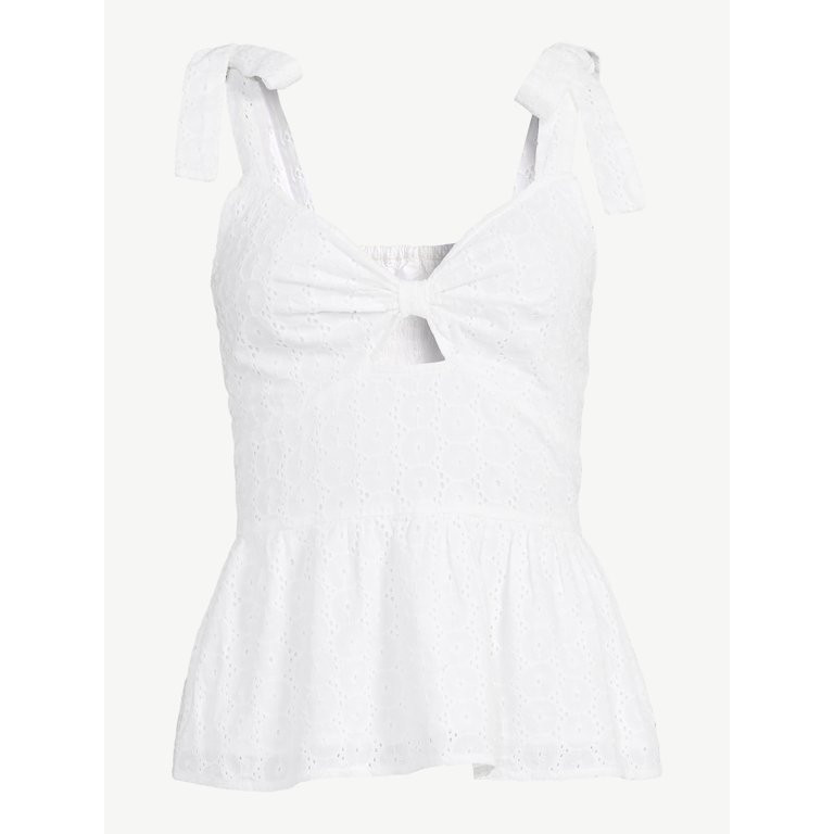 Sofia Jeans by Sofia Vergara Women's Eyelet Peplum Tank Top - Walmart.com | Walmart (US)
