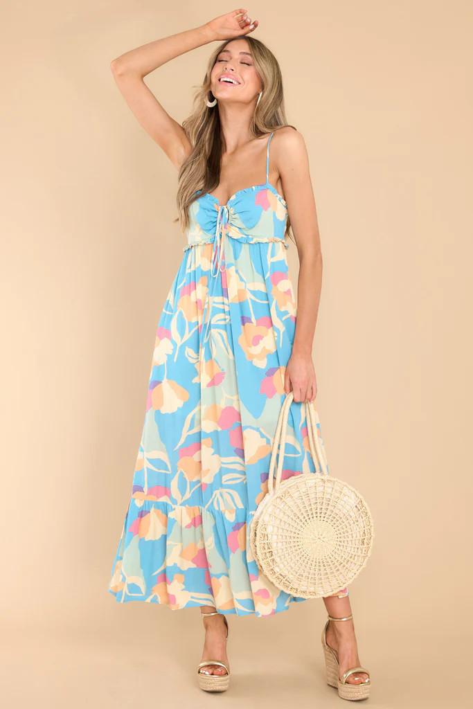 Stay Together Blue Floral Print Midi Dress | Red Dress 