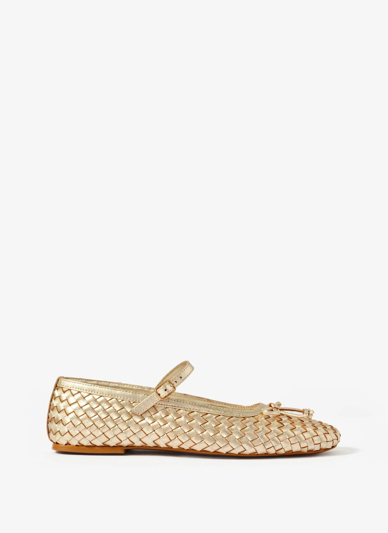 Charley Gold Leather Woven Pumps | Mint Velvet