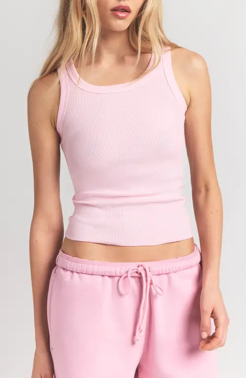 SKIMS Stretch Cotton Rib Scoop Tank in Cherry Blossom at Nordstrom, Size Medium | Nordstrom