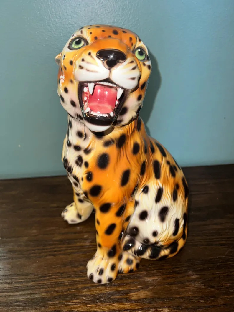 Vintage Ceramic Cheetah Cat, Made in Italy - Etsy | Etsy (Global)