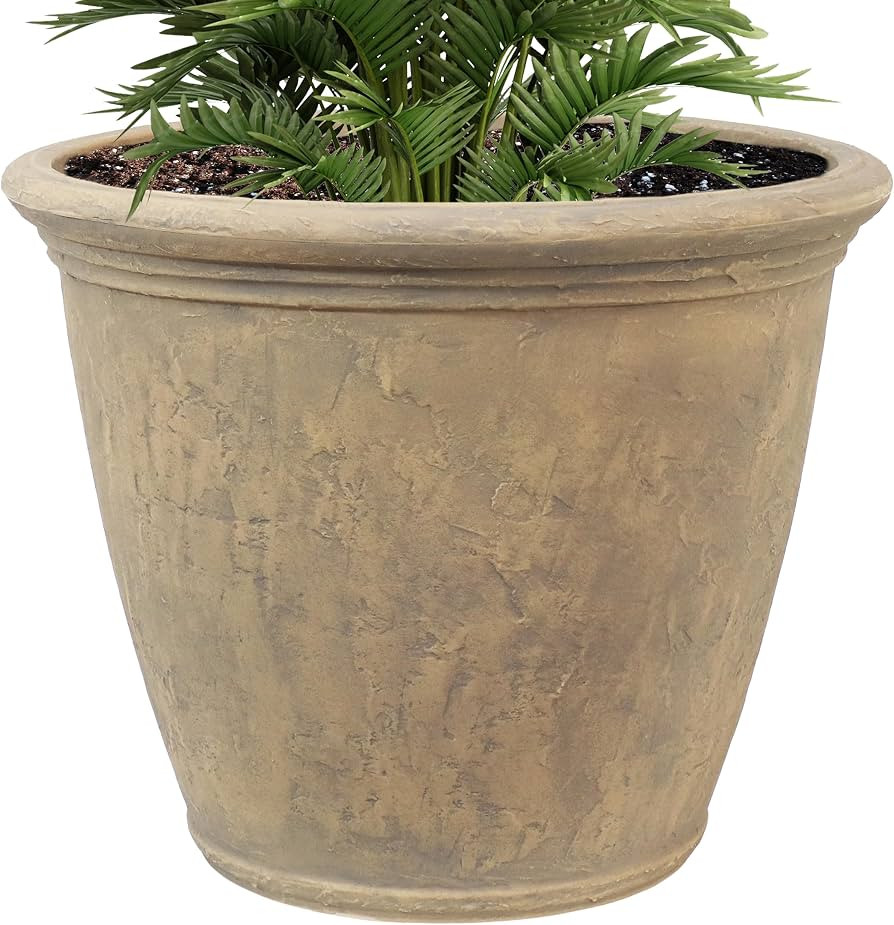 Sunnydaze Anjelica 24'' Large Plastic Planter Pot for Plants, Beige | Amazon (US)