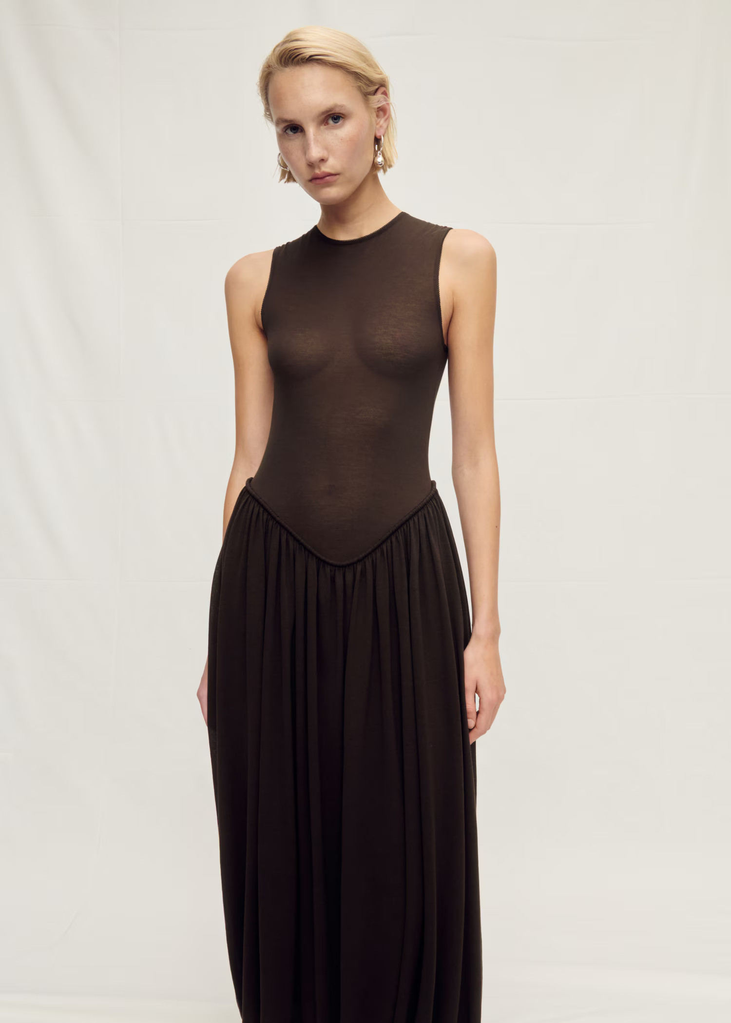 Semi-transparent dress with puffed hem - Women | MANGO USA | Mango (US/MX/AU)