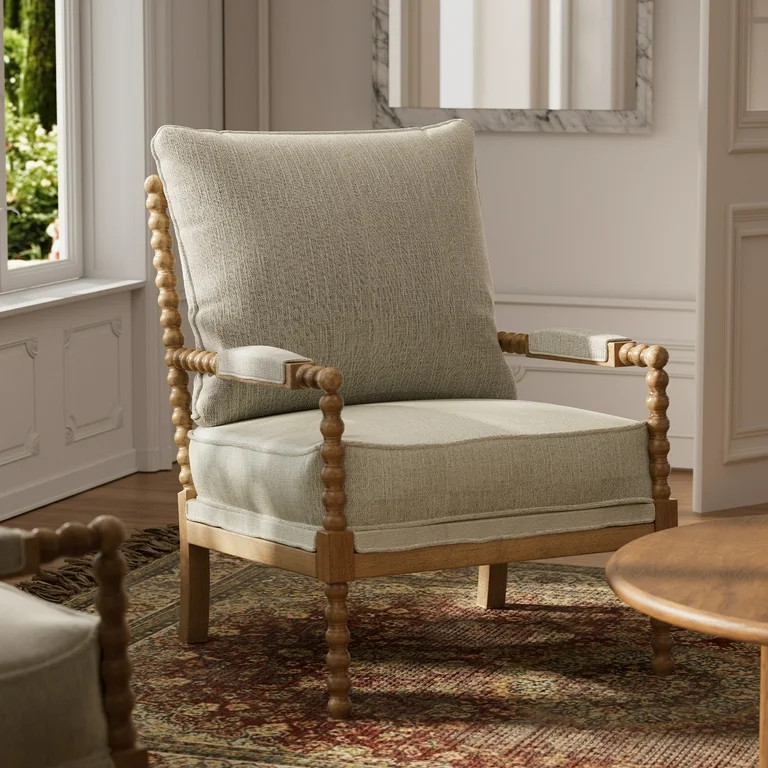 Morden Fort Mid Century Arm Accent Chair for Living Room, Upholstered Modern Armchair Spindle Cha... | Walmart (US)