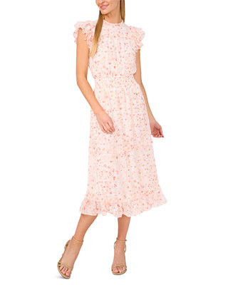 Women's Printed Ruffled Smocked-Waist Midi Dress | Macy's