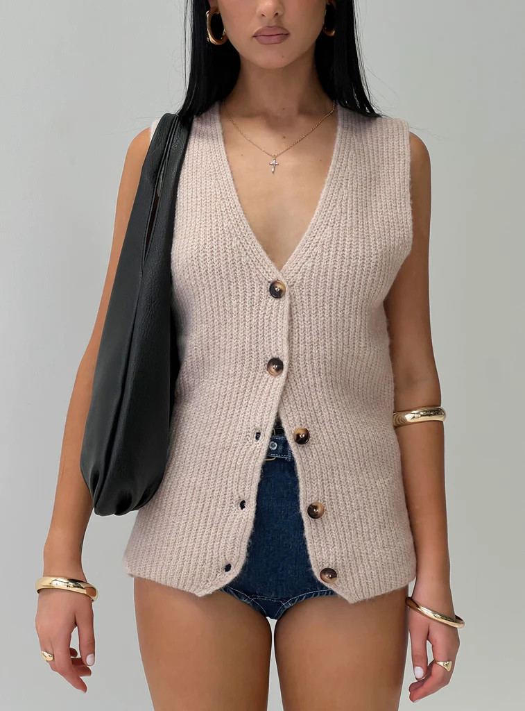 Nowah Knit Vest Beige | Princess Polly US