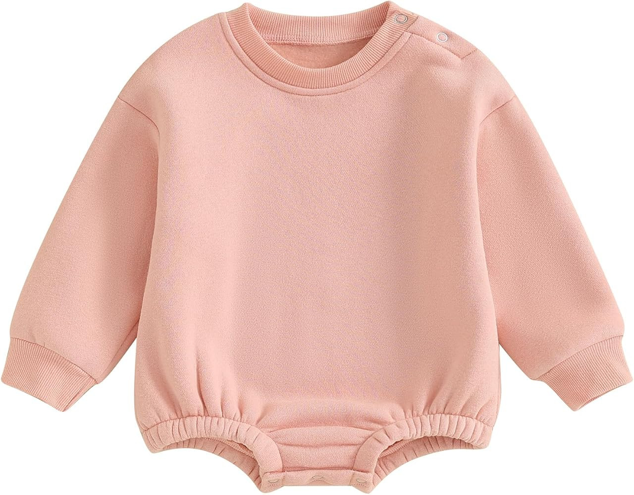 Gueuusu Newborn Warm Sweatshirt Romper Baby Boy Girl Solid Crewneck Long Sleeve Fleece Sweater Bo... | Amazon (US)
