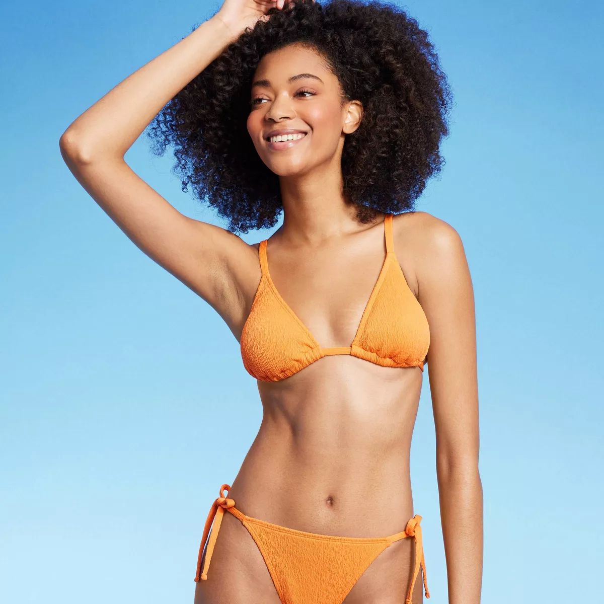 Women's Crepe Triangle Bikini Top - Shade & Shore™ Orange | Target
