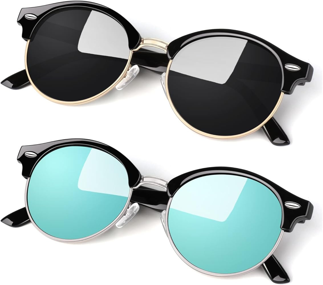 LINVO Polarized Semi Rimless Sunglasses for Men Women, Classic Retro Shades Half Frame Driving Su... | Amazon (US)