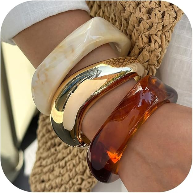 AVOGIR Chunky Acrylic Bangle Bracelet for Women Colorful Resin Bracelets Trendy Stack Statement C... | Amazon (US)