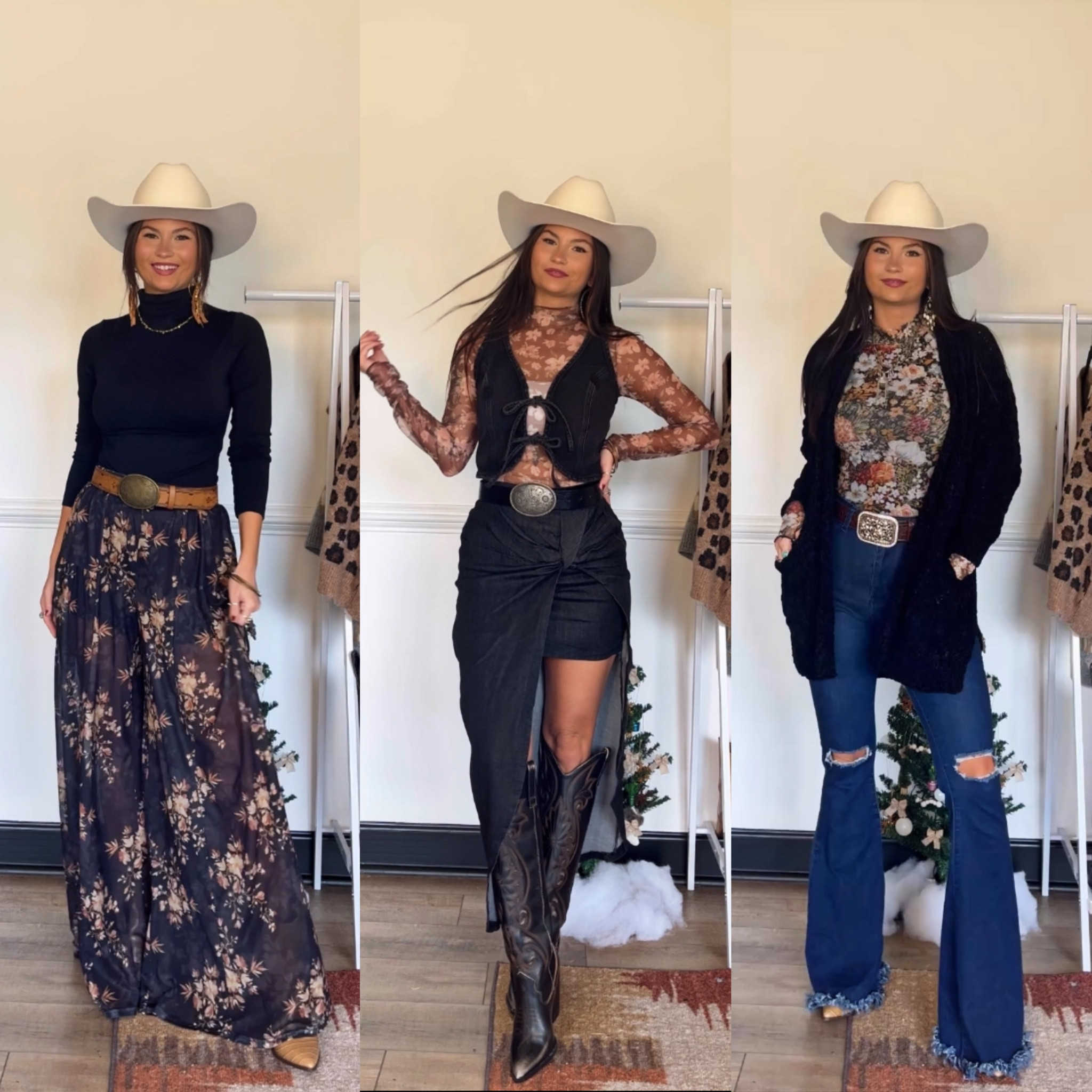 My favorite florals! And proof that a cowgirl hat can look good with literally anything 🥰 hat is 25% off right now! 

Discount code LORI20 to save on jeans & black floral top 
Discount code LORI to save on brown floral mesh top & black skirt, and black mock neck 

#LTKSaleAlert #LTKStyleTip #LTKSeasonal
