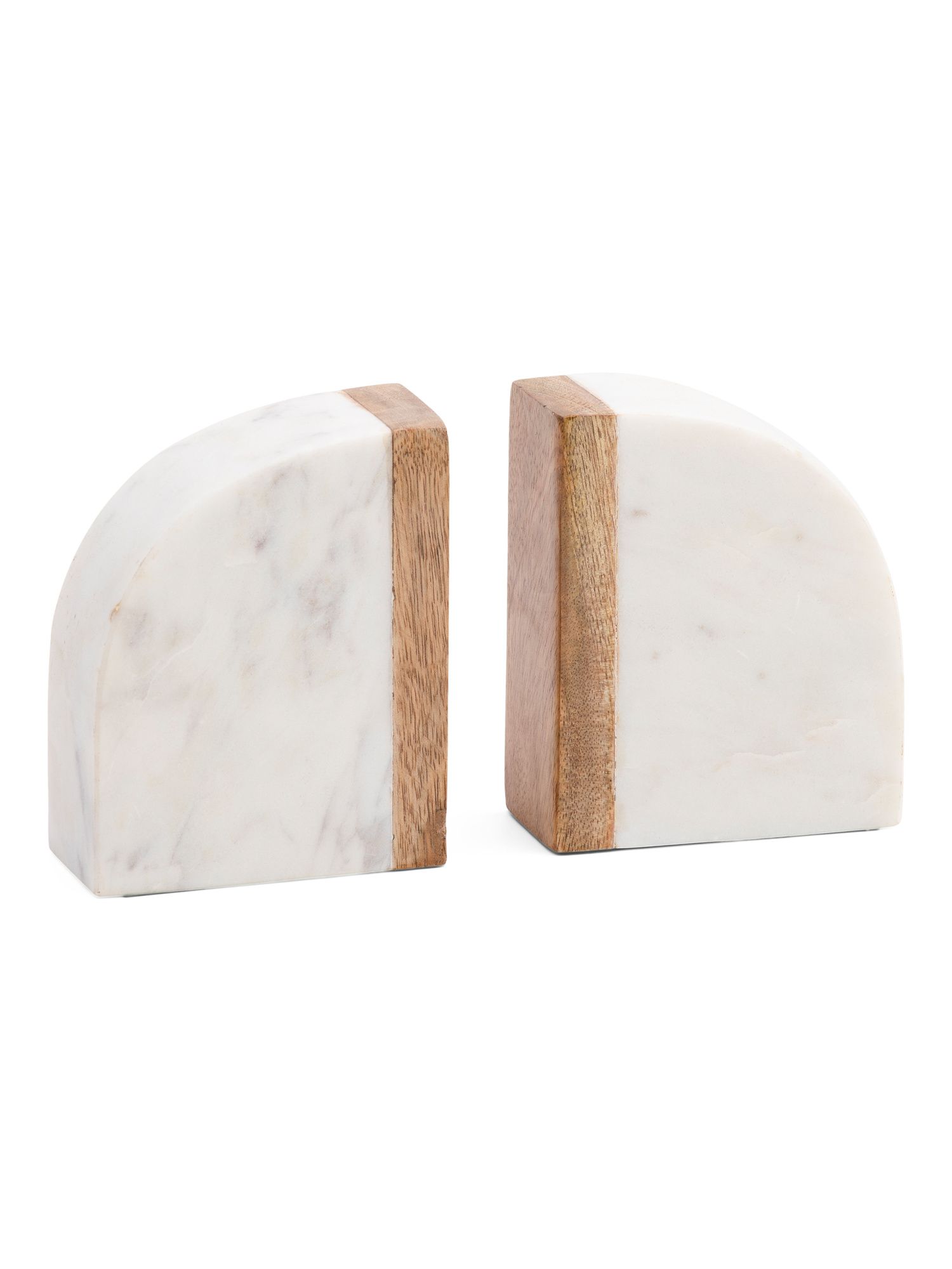 Set Of 2 5in Marble And Wood Bookends | TJ Maxx