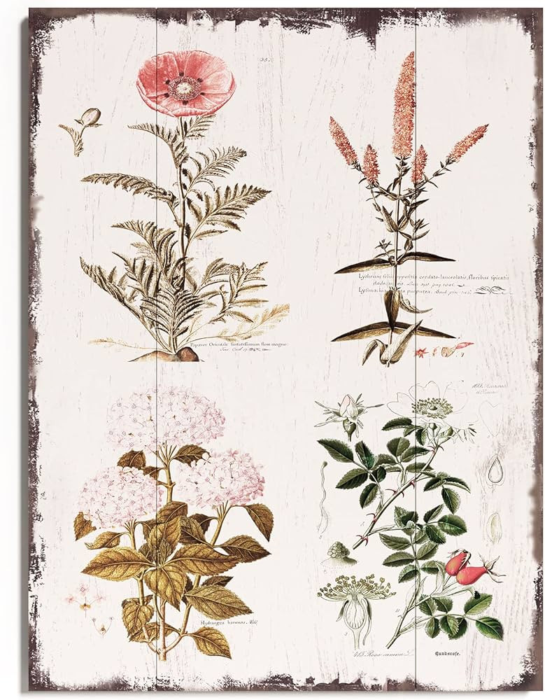 Barnyard Designs Vintage Florals Botanical Wood Plaque, Primitive Country Farmhouse Home Decor Si... | Amazon (US)