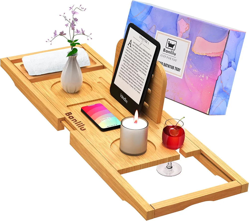 Luxury Bathtub Tray Caddy - Bath Tray Expandable - Bath Tub Tray Table for Bathtub - Bath Caddy T... | Amazon (US)