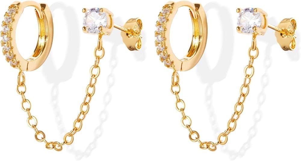 Gold Pearl Hoop Earrings for Women | 18K Gold Huggie Earrings | Lightweight Small Gold Hoop Earri... | Amazon (US)