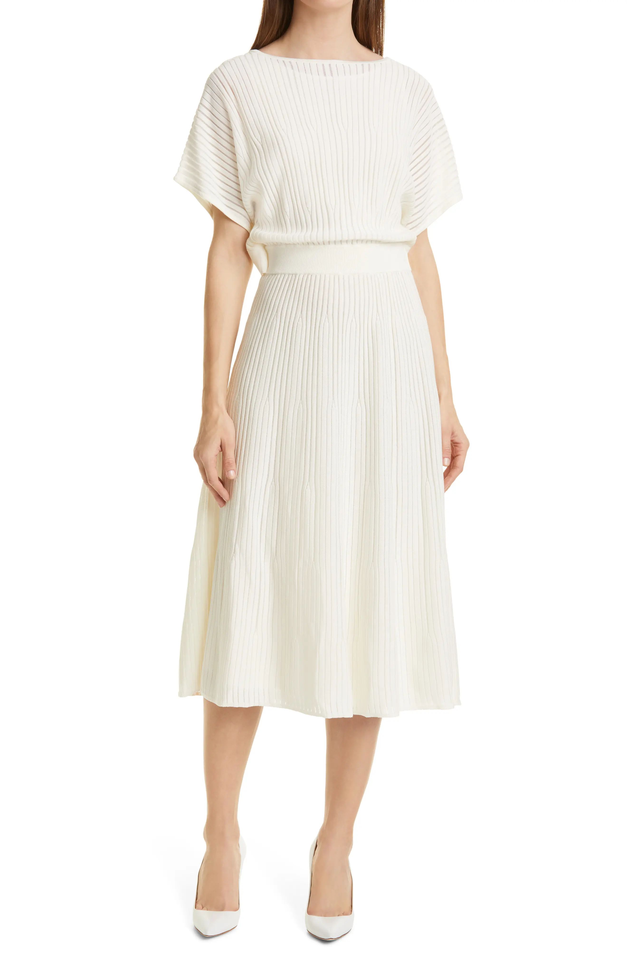 Women's Boss Fleuretta Midi Dress, Size Small - White | Nordstrom