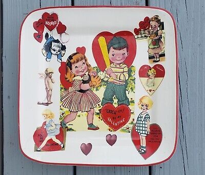 Valentine's Day Rosanna 11" Inch Square Serving Platter Plate Vintage Cards | eBay US