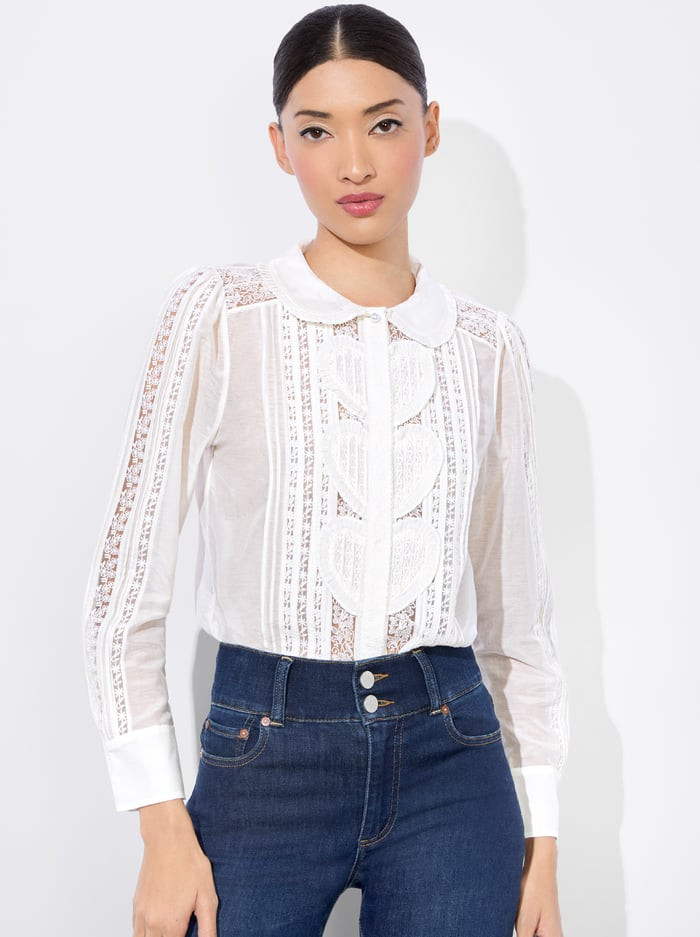 KURT MIXED MEDIA BLOUSE | Alice + Olivia