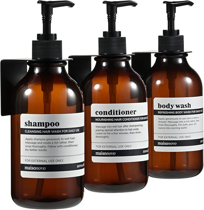 MaisoNovo Shampoo and Conditioner Dispenser - Shower Soap Dispenser Wall Mounted - 16.9 fl oz Set... | Amazon (US)