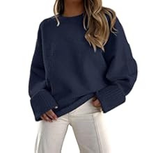 ANRABESS Women's Crewneck Long Sleeve Oversized Fuzzy Knit Chunky Warm Pullover Sweater Top | Amazon (US)
