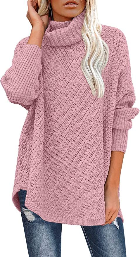 DOROSE Women's Oversized Turtleneck Long Sleeve Casual Pullover Knit Tunic Sweater | Amazon (US)