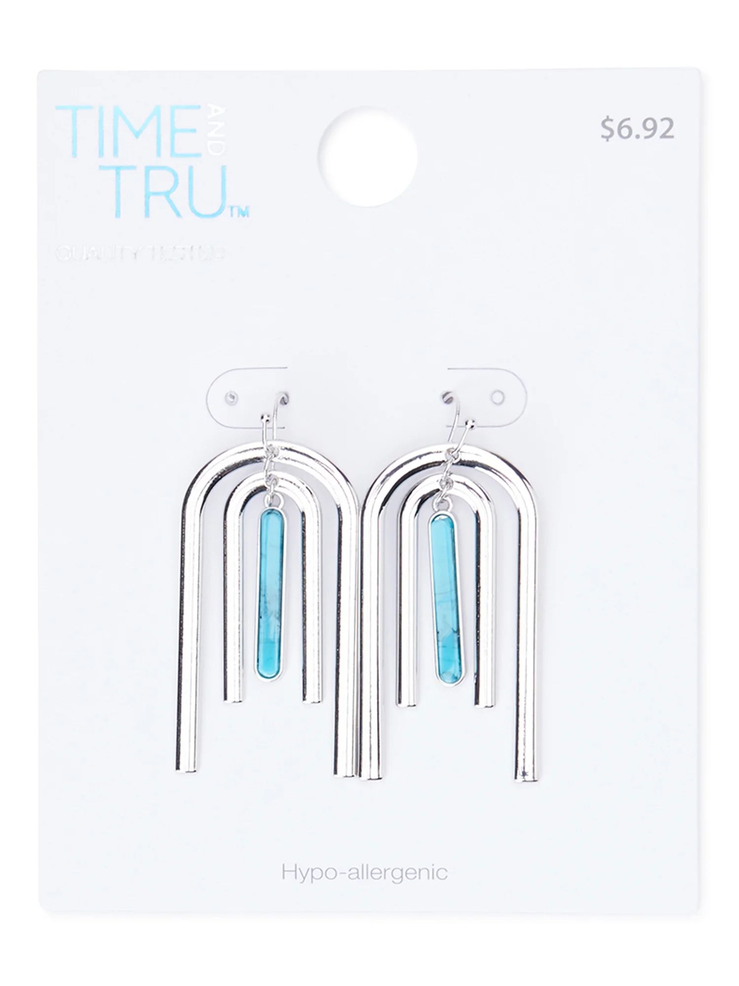 Time and Tru Silver Tone U Drop Earrings | Walmart (US)