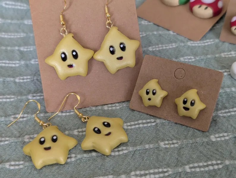 Mario Luma Star Earrings - Handmade - Dangles or studs | Etsy (Global)