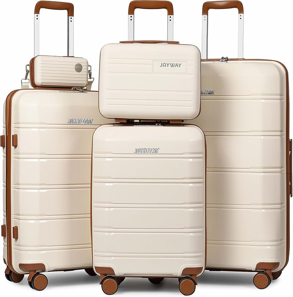Joyway 5 Piece Luggage Sets, Lightweight Rolling Hardside Carry On and Checked Luggage with TSA L... | Amazon (US)