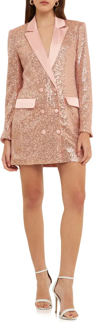 Sequin Long Sleeve Blazer Minidress | Nordstrom