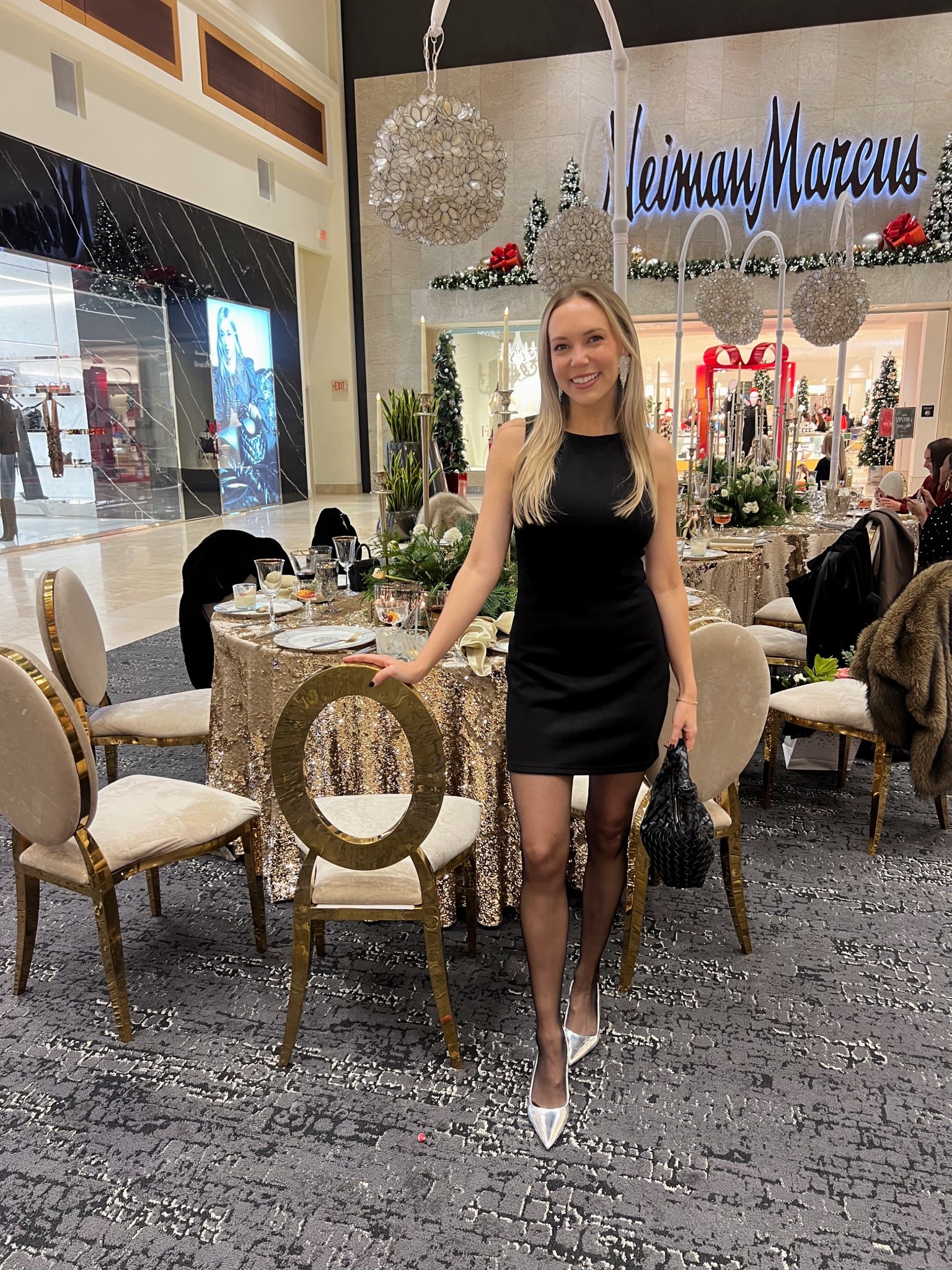 Black mini dress, black sheer tights, silver heels cocktail outfit 

#LTKFindsUnder100 #LTKHoliday #LTKFindsUnder50