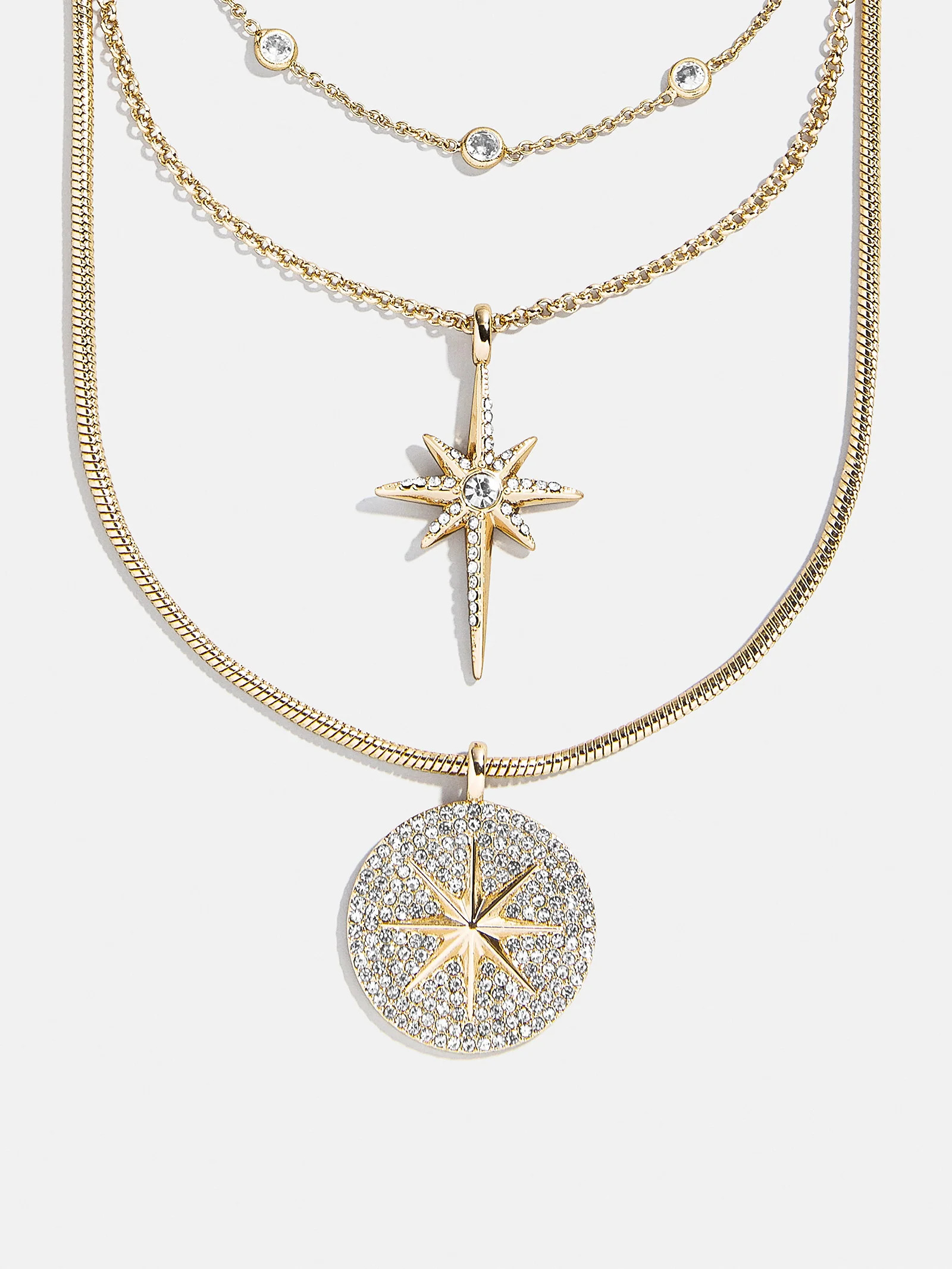 Lyra Celestial Layered Necklace - Gold/Pavé | BaubleBar