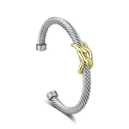 Mytys Cable Wire Cuff Bangles for Women Mytys Retro Antique Gold Cable Bracelet Christmas Gift Bangle for Women | Walmart (US)
